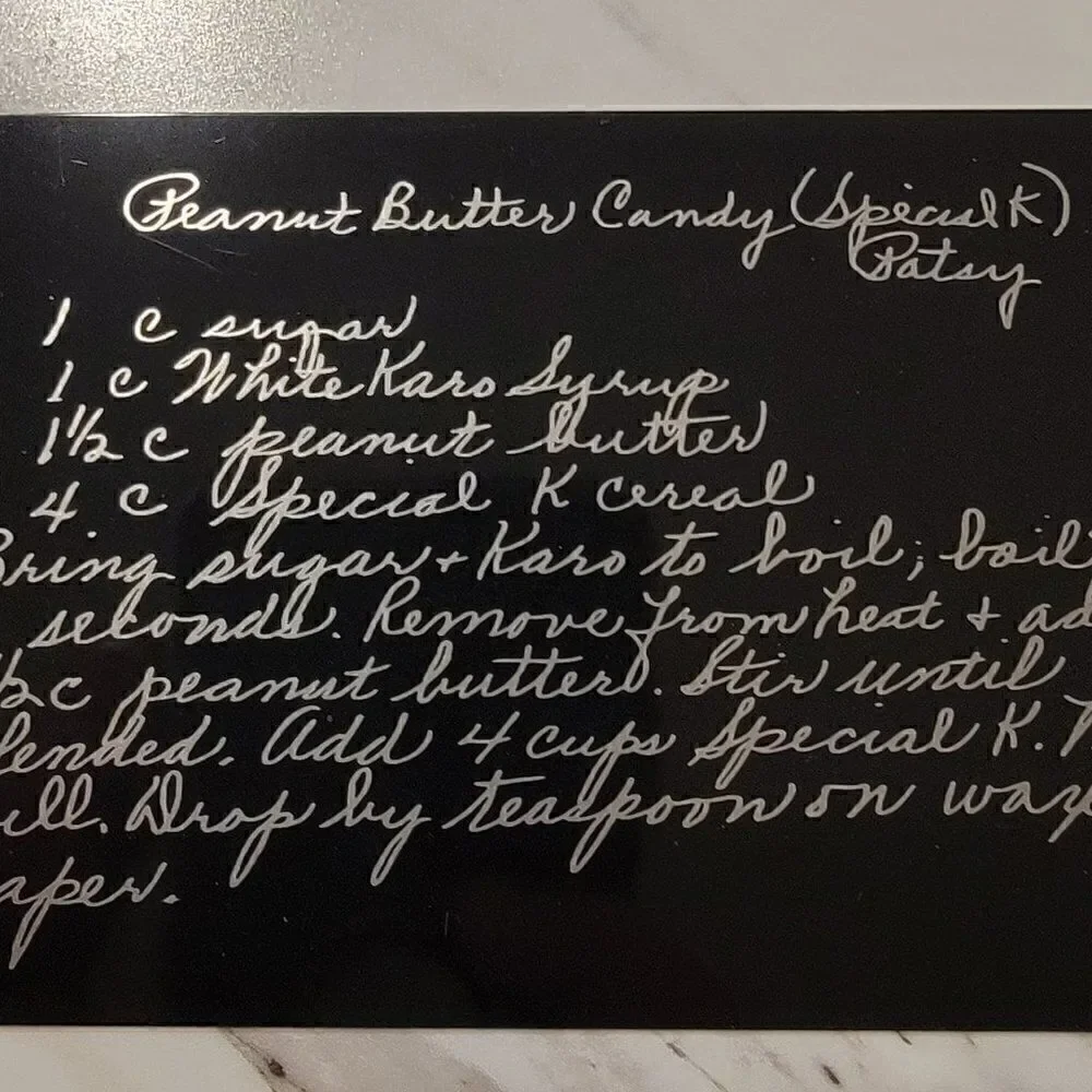 Engraved Handwritten Recipe Metal Card - Personalized Grandma's Recipe Card